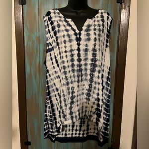Sleeveless tie dyed top with crochet detail. Tunic length